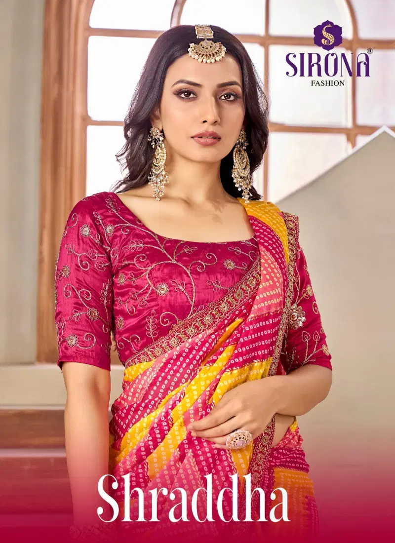 Shraddha By Sirona Silk Moss Chiffon Surat Sarees Wholesale Market Catalog