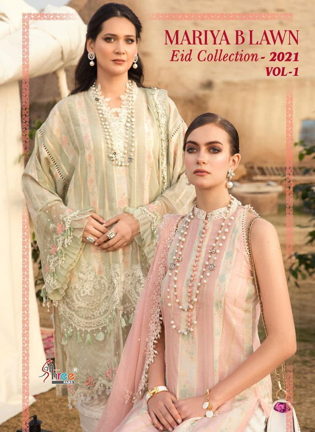 Shree Mariya B Lawn Eid Collection 2021 Vol 1 Latest Fancy Designer Festive Wear Pure Cotton Printed Pakistani Salwar Suits Collection
