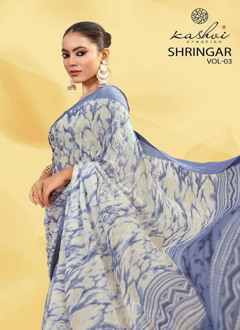 Shringar Vol 3 By Kashvi Brasso Foli Daily Wear Saree Orders In India Catalog