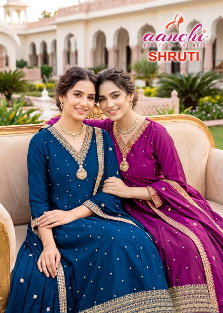 Shruti By Aanchi Vichitra Silk Anarkali Kurti With Bottom Dupatta

