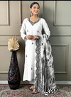 SI 125 Black And White Chanderi Viscose Embroidery Kurti With Bottom Dupatta Wholesale Online
