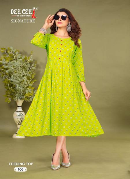 signature by dee cee rayon printed feeding kurtis wholesale shop in surat