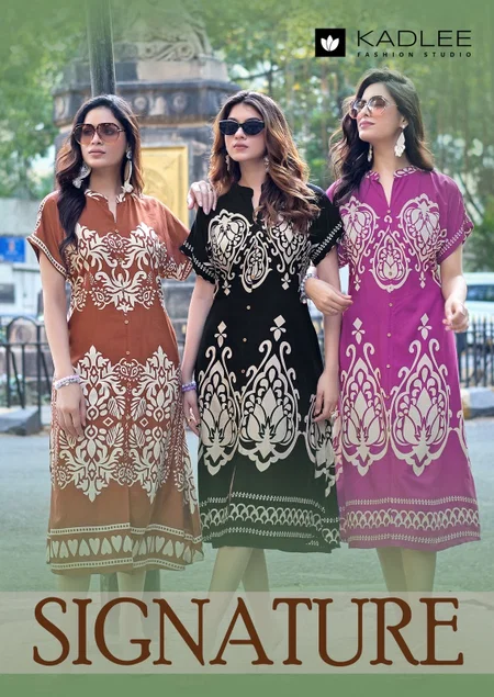 Signeture By Kadlee Rayon Printed Designer Kurtis
