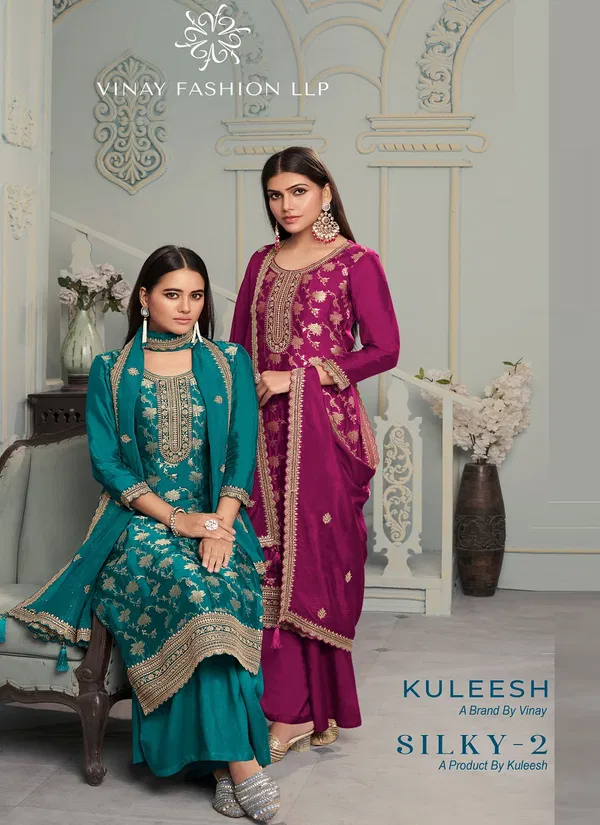 Silky 2 By Vinay Kuleesh Silk Jacquard Designer Salwar Kameez Wholesale Shop In Surat