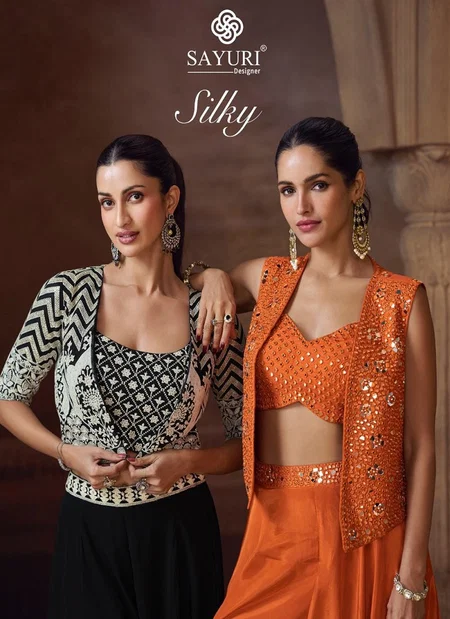 Silky By Sayuri Designer Chinon Silk Embroidery Indo Western Orders In India