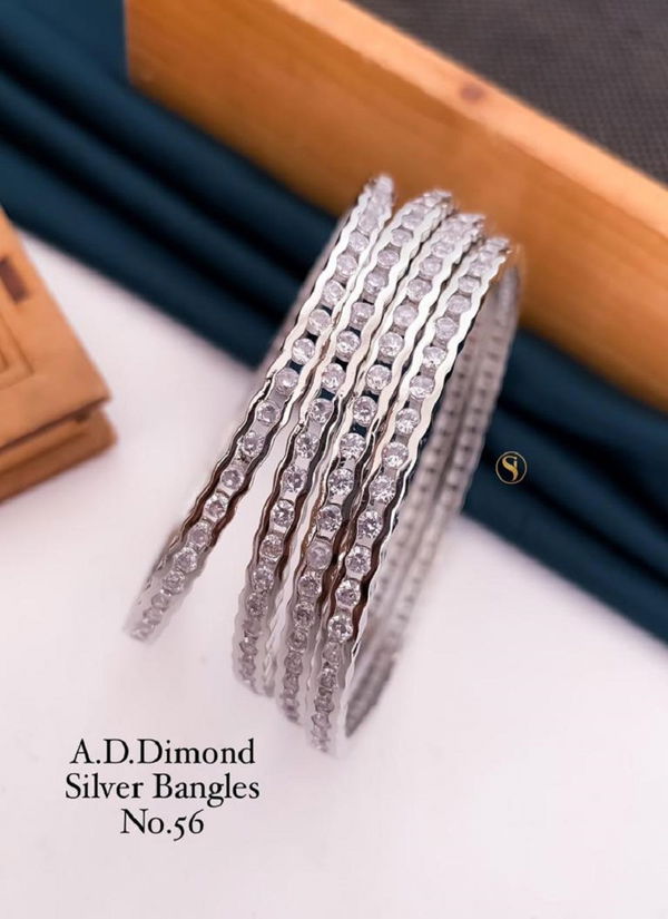 Silver And Golden AD Diamond Bangles Catalog
