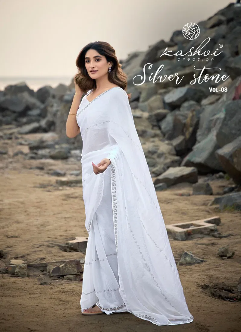 Silver Stone Vol 8 By Kashvi Nc Satin Designer Saree Wholesalers In Delhi Catalog