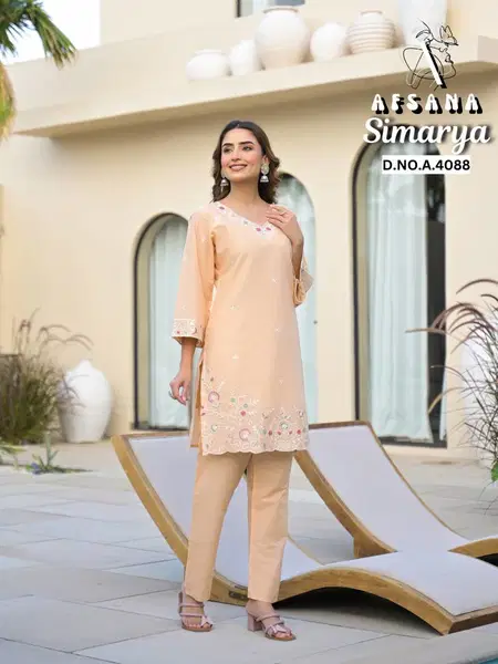 Afsana Simarya Cotton Embroidered Co Ord Set Wholesale Market In India