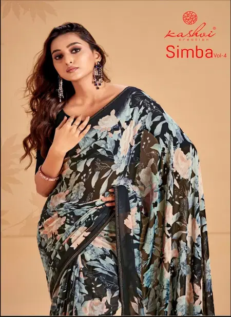 Simba Vol 04 By Kashvi Printed Georgette Sarees Wholesale Market In Surat
 Catalog