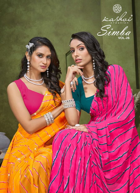 Simba Vol 26 By Kashvi Georgette Lehariya Printed Saree Wholesale Market In Surat 