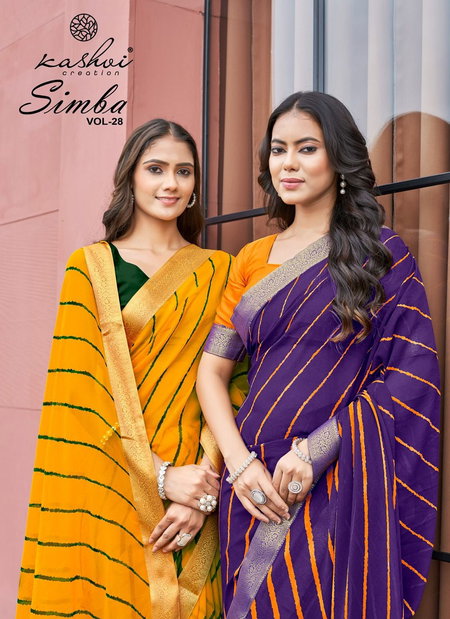 Simba Vol 28 By Kashvi Georgette Lehariya Printed Saree Wholesale Shop In Surat
