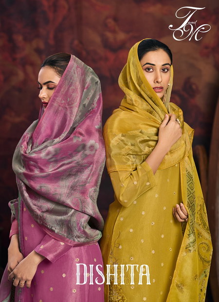Dishita By T&M Simmer Tissue Embroidery Dress Material Orders In India