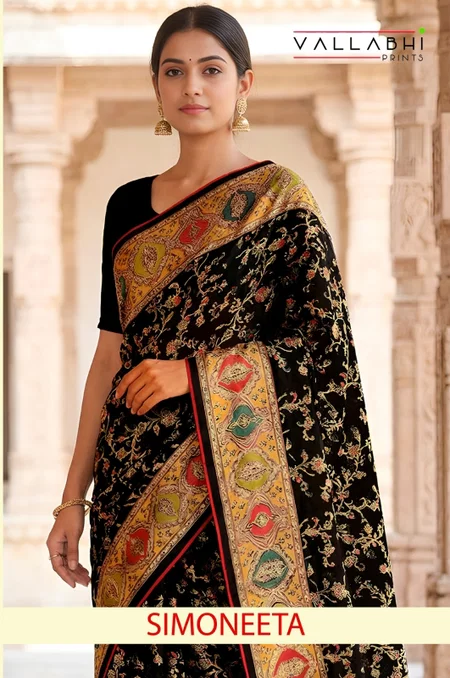 Simoneeta By Vallabhi Ethnic Printed Brasso Saree Wholesale Price In Surat
