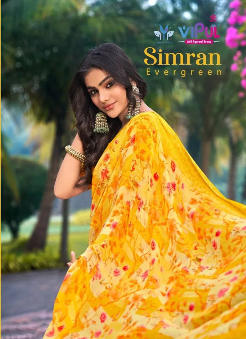 Simran By Vipul Geogette Daily Wear Saree Wholesale Shop In Surat Catalog