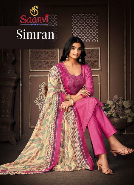 Simran Vol 1 By Saanvi Embroidery Cotton Dress Material Wholesale Market In Surat
