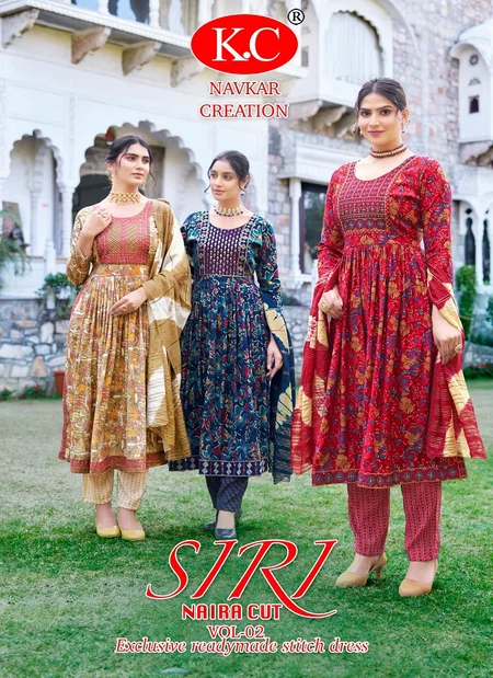 Siri Vol 2 By Kc Capsule Foil Printed Printed Naira Cut Kurti With Bottom Dupatta Wholesale Shop In Surat