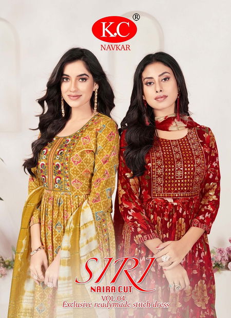 Siri Vol 4 By Kc Capsule Foil Printed Printed Naira Cut Kurti With Bottom Dupatta Wholesale Online Catalog