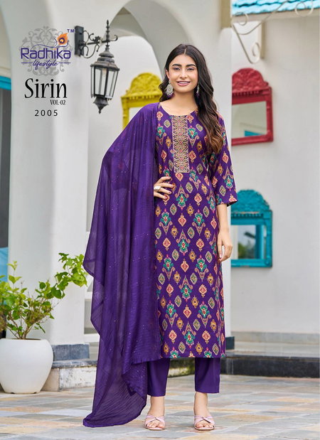 Sirin Vol 2 By Radhika Vertican Foil Printed Kurti With Bottom Dupatta Orders In India