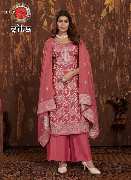 Sita By Triple A Pure Muslin Pure Muslin Lakhnavi Jacquard Dress Material Wholesalers In Delhi