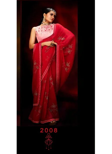 Siya 2008 By Sanskar Chiffon With Embroidery Work Saree Wholesalers In Delhi