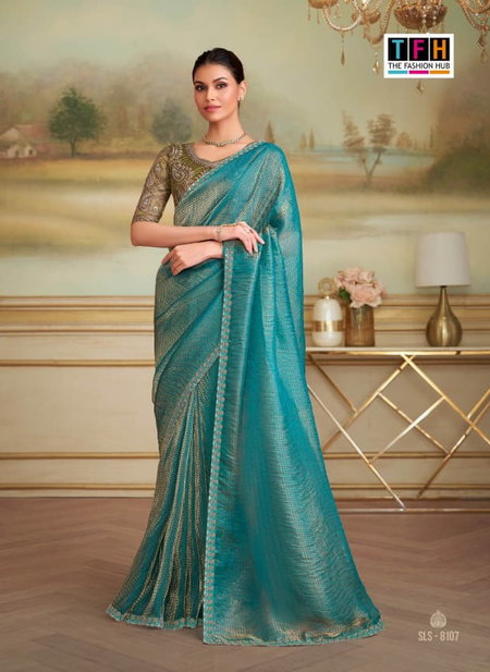 Sky Blue Colour Salsa Style Vol 5 By Tfh Bulk Party Wear Saree Orders In India 8107
