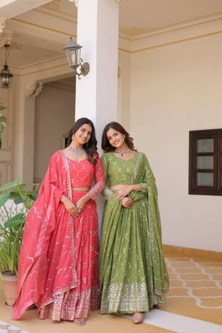 Sn 2335 Designer Embroidered Georgette Lehenga Choli Wholesale In India