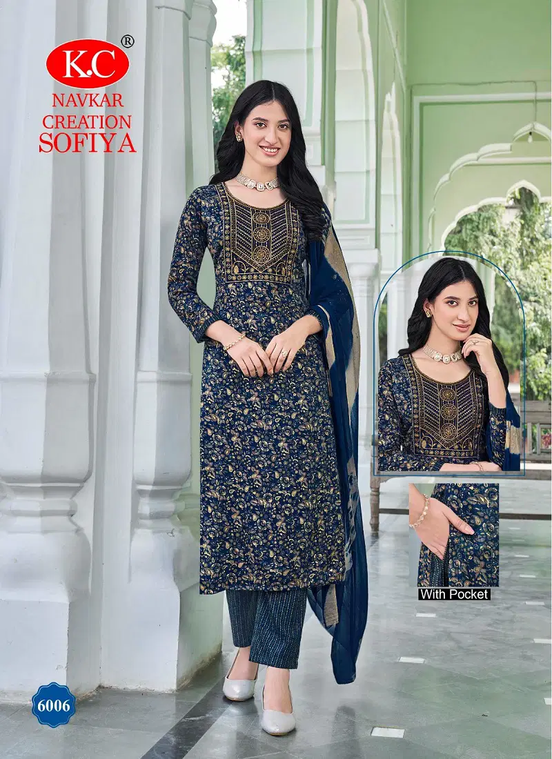 Sofia Vol 6 By Kc Capsul Foil Printed Kurti With Bottom Dupatta Exporters In India Catalog