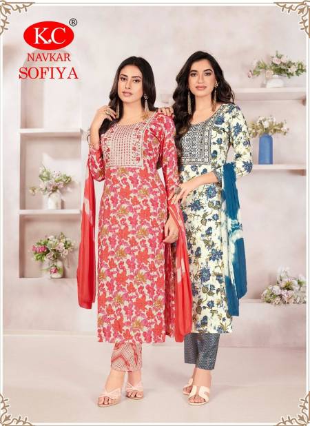 Sofiya Vol 4 By Kc Rayon Foil Printed Kurti With Bottom Dupatta Wholesalers In Delhi
