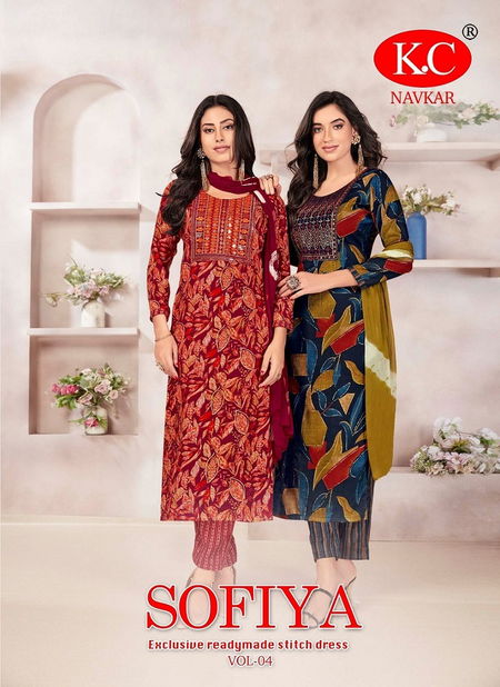 Sofiya Vol 4 By Navkar Rayon Embroidery Kurti With Bottom Dupatta Wholesale Price In Surat Catalog