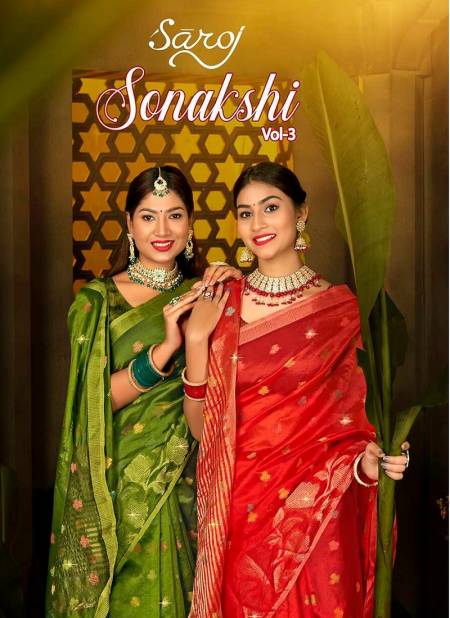 Sonakshi Vol 3 By Saroj Organza Weaving Designer Sarees Wholesale Market In Surat