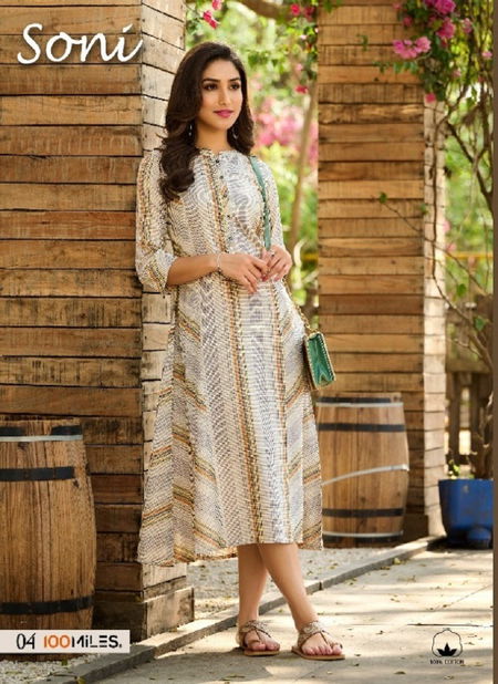 Soni By 100 Miles Cotton Printed Kurti Wholesale Price In Surat Catalog