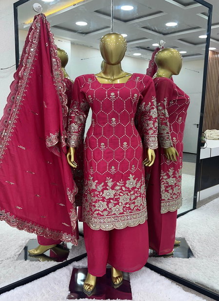 Pure Heavy Chinnon Silk White Kurti With Heavy Embroidery Sequence Work With Full Sleeve