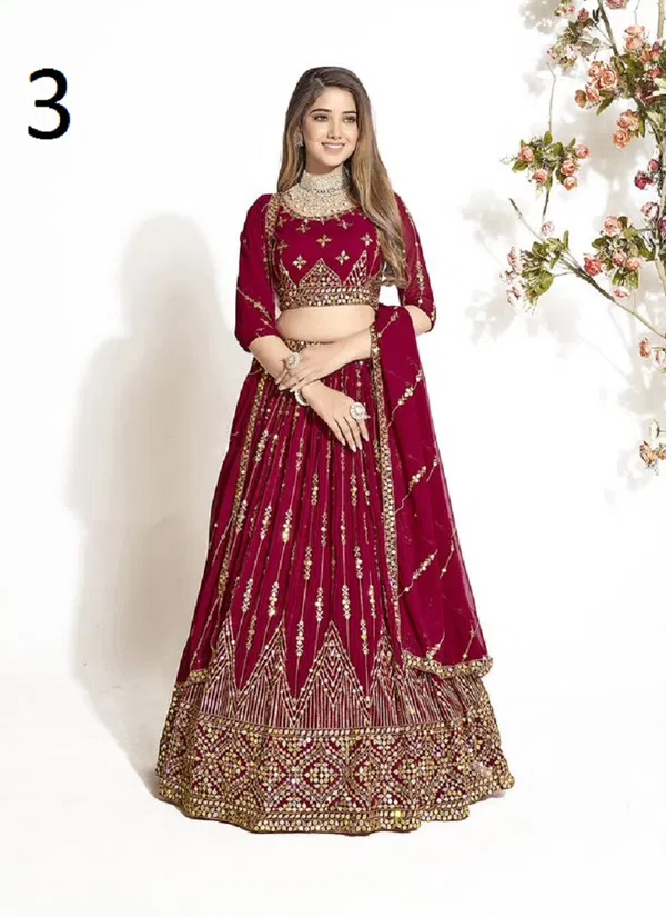 SS 156 3 Party Wear Designer Georgette Lehenga Choli Exporters In India
