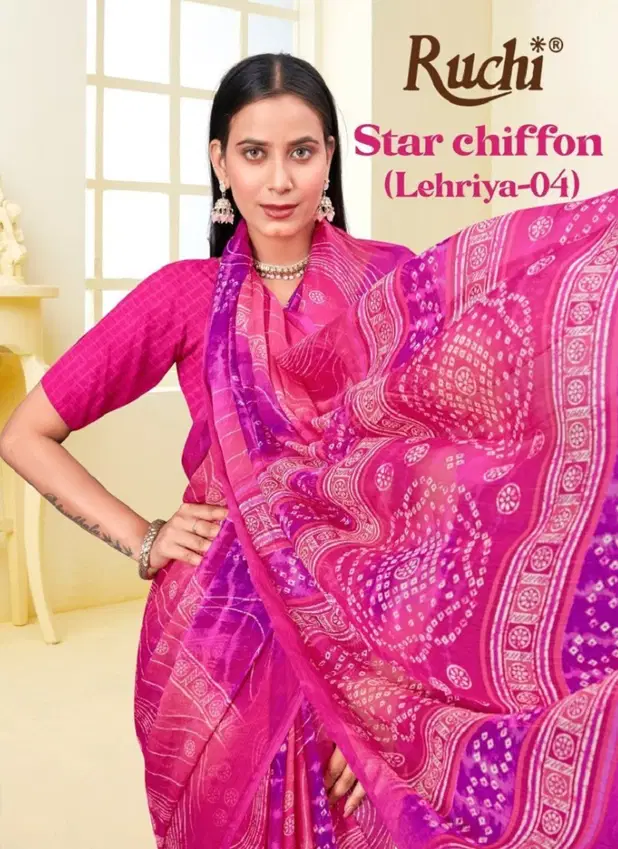 Star Chiffon Lehriya Vol 4 By Ruchi Daily Wear Saree Wholesale Shop In Surat