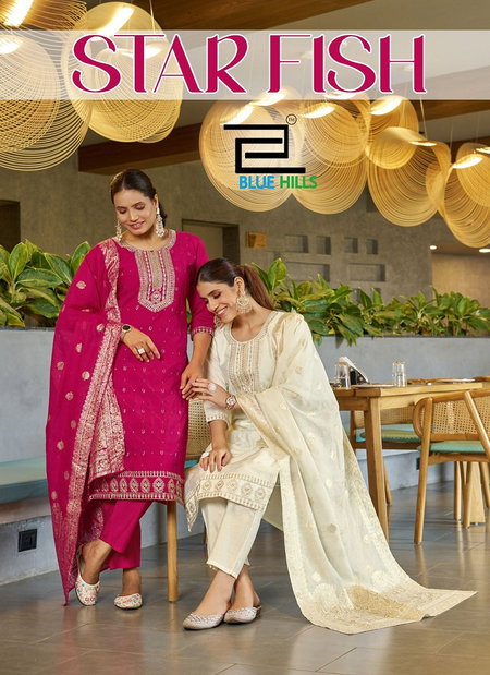 Star Fish By Blue Hills Roman Silk Kurtis With Bottom Dupatta Wholesale Online