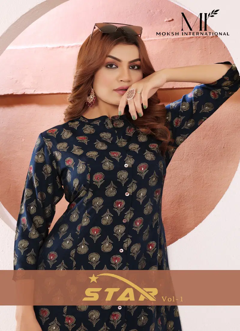 Star Vol 1 By Moksh Viscose Maslin Printed With Pocket Kurti Wholesale Online Catalog