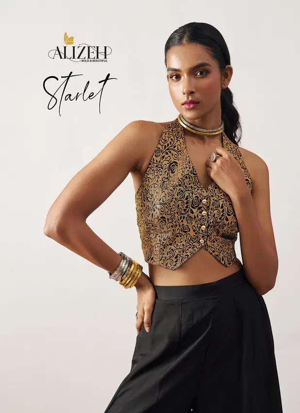 Starlet by Alizeh Jacquard Waistcost Designer Indo Western Suppliers In India