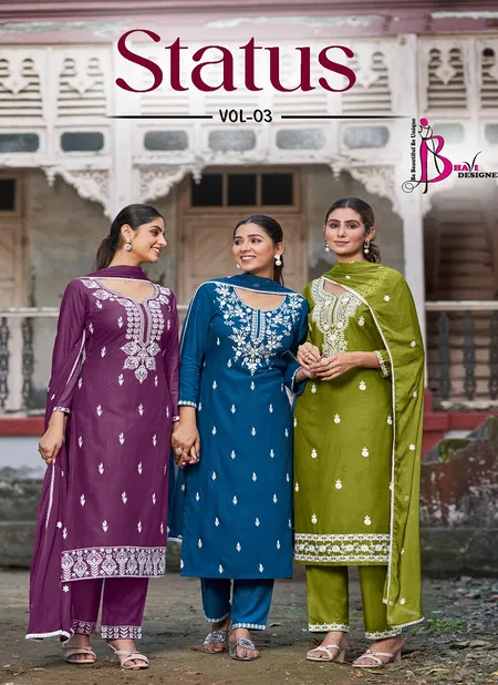 Status Vol 3 By Bhavi Rayon Designer Kurti With Bottom Dupatta Wholesale Price In Surat Catalog