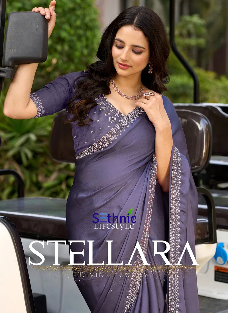 Stellara By Sethnic Satin Chiffon Designer Wear Saree Orders In India