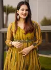 Stylish Maxi Georgette Printed Belt With Gown Catalog