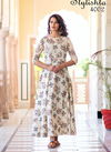 Grey Brown Party Wear Designer Long Gown Stylishta Vol 2 Pure Maslin with Digital Print Gown 4002