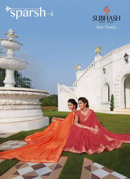 Subhash Sparsh -4 Latest Casual Wear Festive Wear Designer Chiffon Silk Saree Collection 