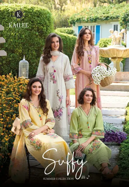 Suffy Vol 2 By Kailee Cotton Chiknakari Surat Kurti With Bottom Dupatta Wholesale Market