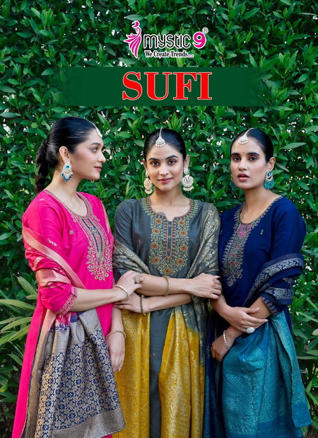 Sufi Vol 1 By Mystic 9 Banglore Silk Kurti With Bottom Dupatta Suppliers In India