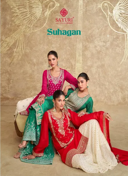 Suhagan By Sayuri Designer Chinon Silk Readymade Suits Wholesale Online Catalog