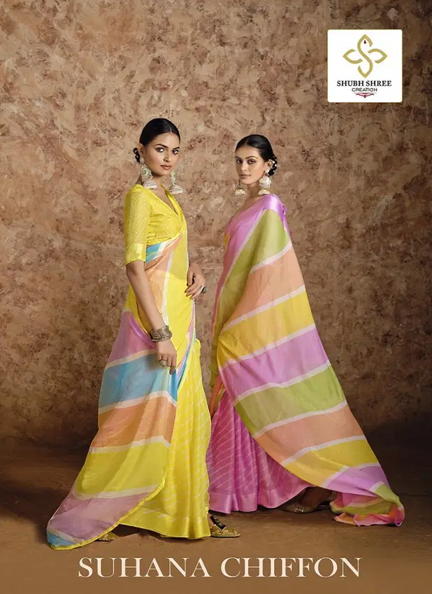 Suhana Chiffon By Shubh Shree Printed Fancy Sarees Orders In India