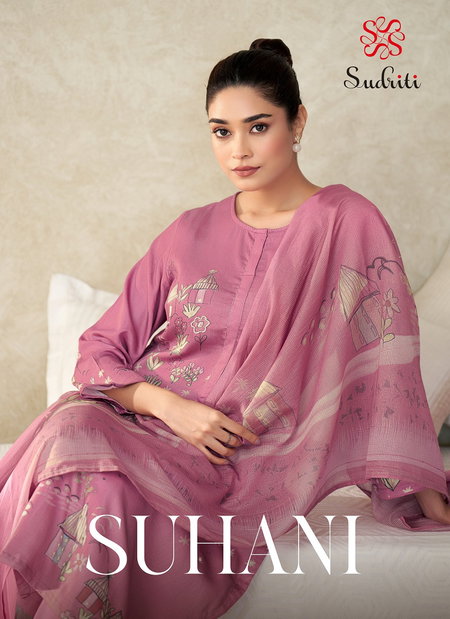 Suhani By Sudriti Talian Satin Printed Handwork Dress Material Exporters In India