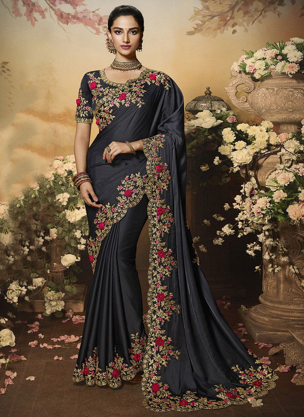 Suhani Padding Dola Silk Embroidery Work Wedding Wear Designer Heavy Saree Collection
