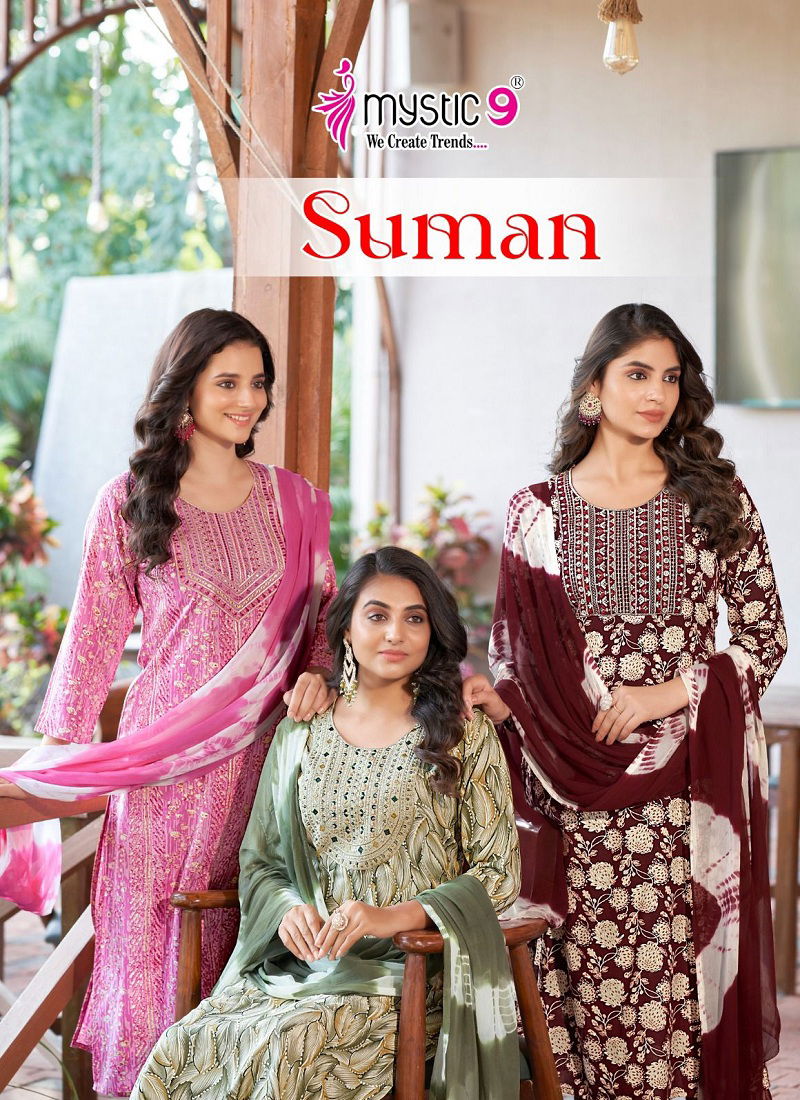 Suman Vol 2 By Mystic 9 Rayon Printed Kurti With Bottom Dupatta Orders In India Catalog