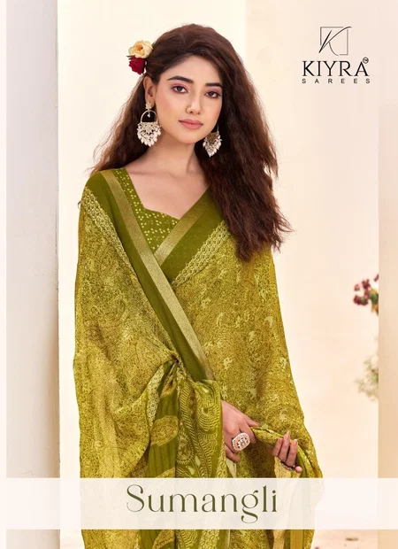 Sumangli Vol 1 By Kiyra Dull Moss Kasab Wholesale Saree Suppliers In Mumbai
